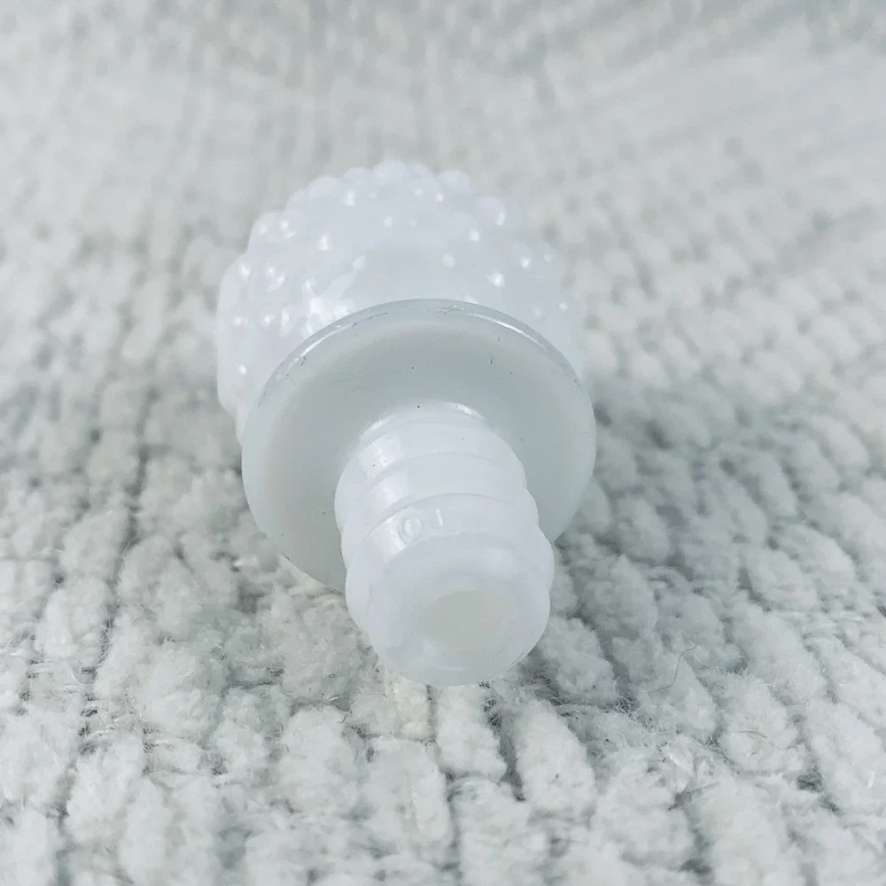 Vintage Hobnail Milk Glass Avon Cologne Bottle Decanter White Floral Flowers EUC